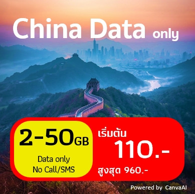 eSIM China Data Only 2-50 GB for 1-30 days
