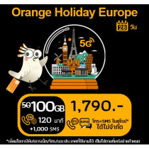ยุโรป: ซิม Orange Holiday 100 GB (จากปกติ 50 GB)