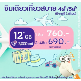 ยุโรป: ซิมเดียวเที่ยวสบาย 12 GB