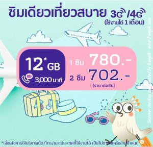 ยุโรป: ซิมเดียวเที่ยวสบาย 12 GB