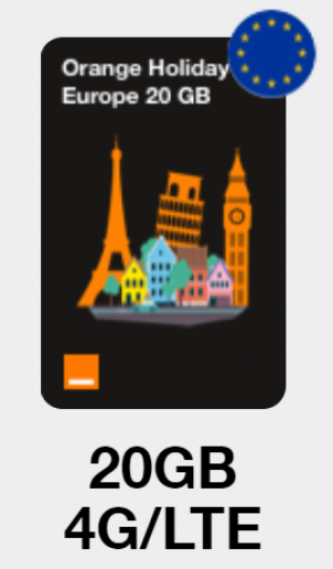 ยุโรป: ซิม Orange Holiday 20 GB (e-SIM)