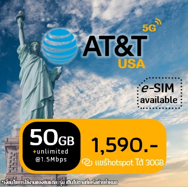 eSIM AT&T 50GB@max5G then unlimited at max 1.5Mbps