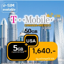 eSIM T-mobile: Canada/Mexico 5GB unlimited (+USA Total max 50GB)